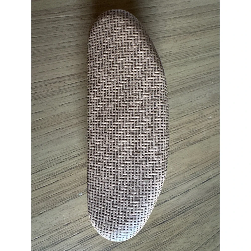 Maui Jim Woven Basketweave Hard Shell Sunglasses Case Tan Brown Clamshell